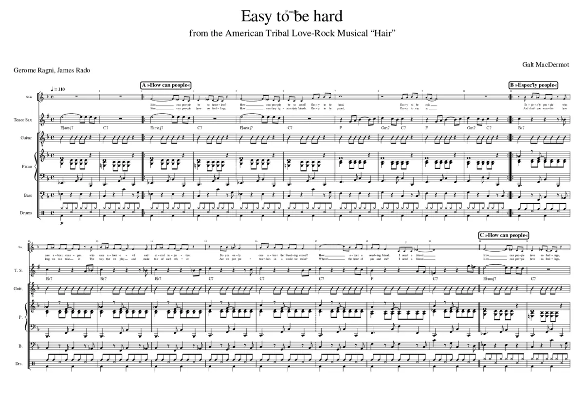 Easy To Be Hard (from 'Hair') - Page 1