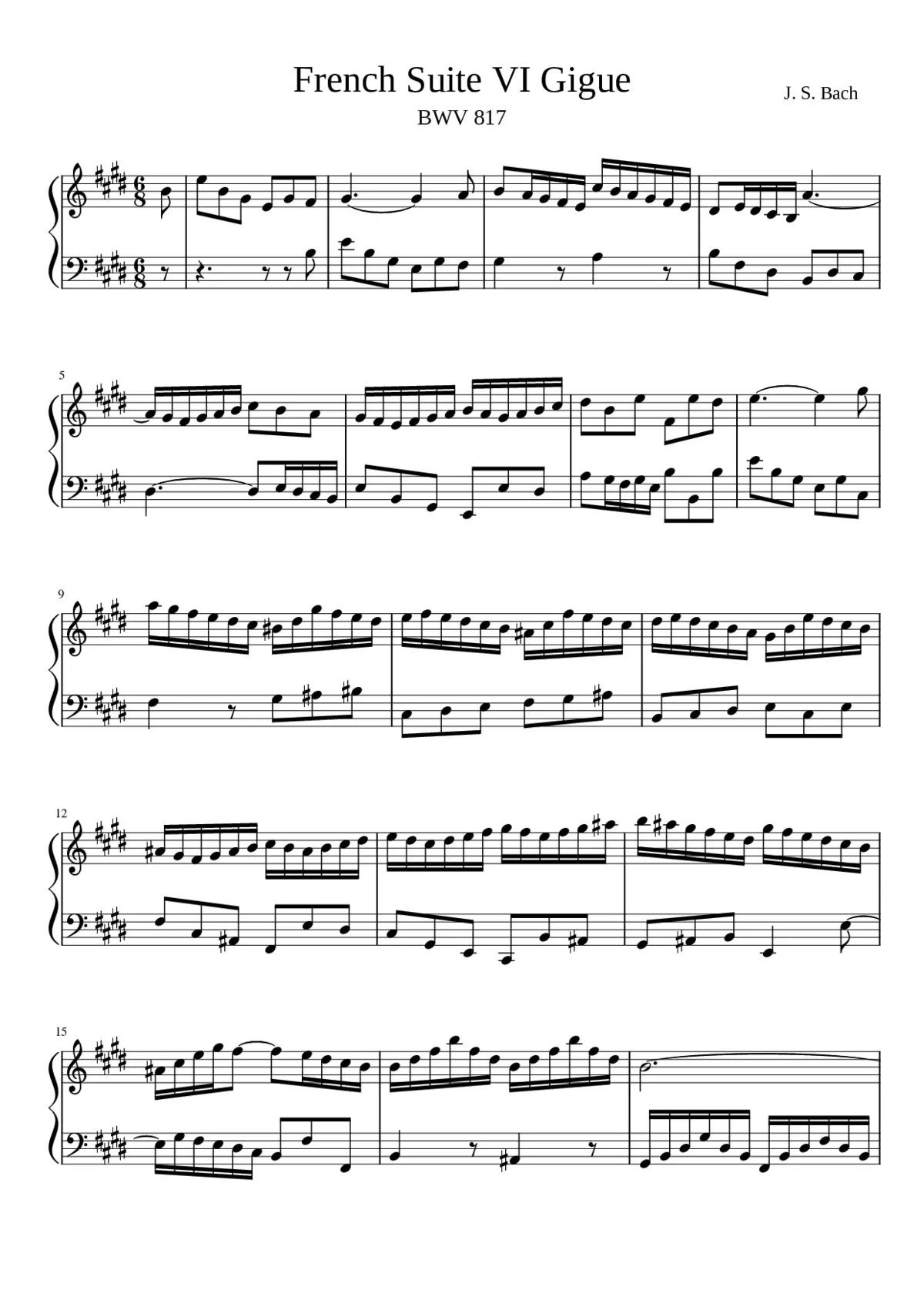 French Suite No.6 in E major BWV 817 - Page 1