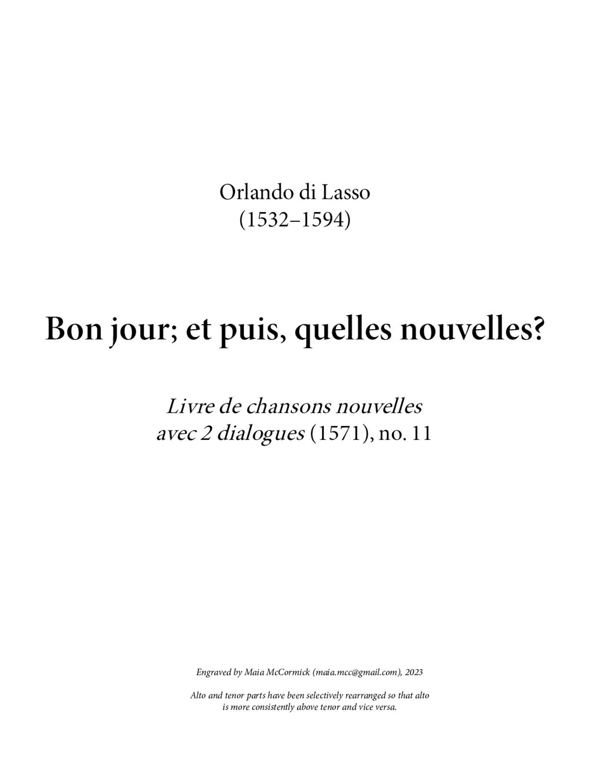 Bonjour, et puis, quelles nouvelles? - Page 1