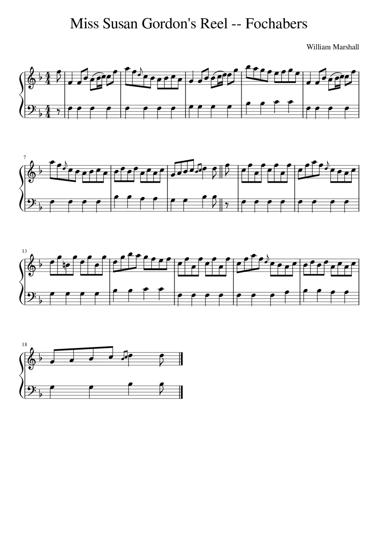 Miss Susan Gordon's Reel -- Fochabers - Page 1