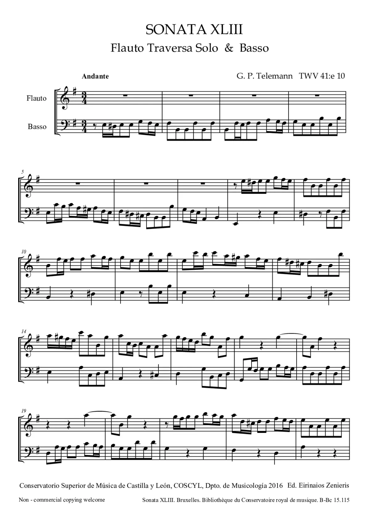 Flute Sonata in E minor - Page 1