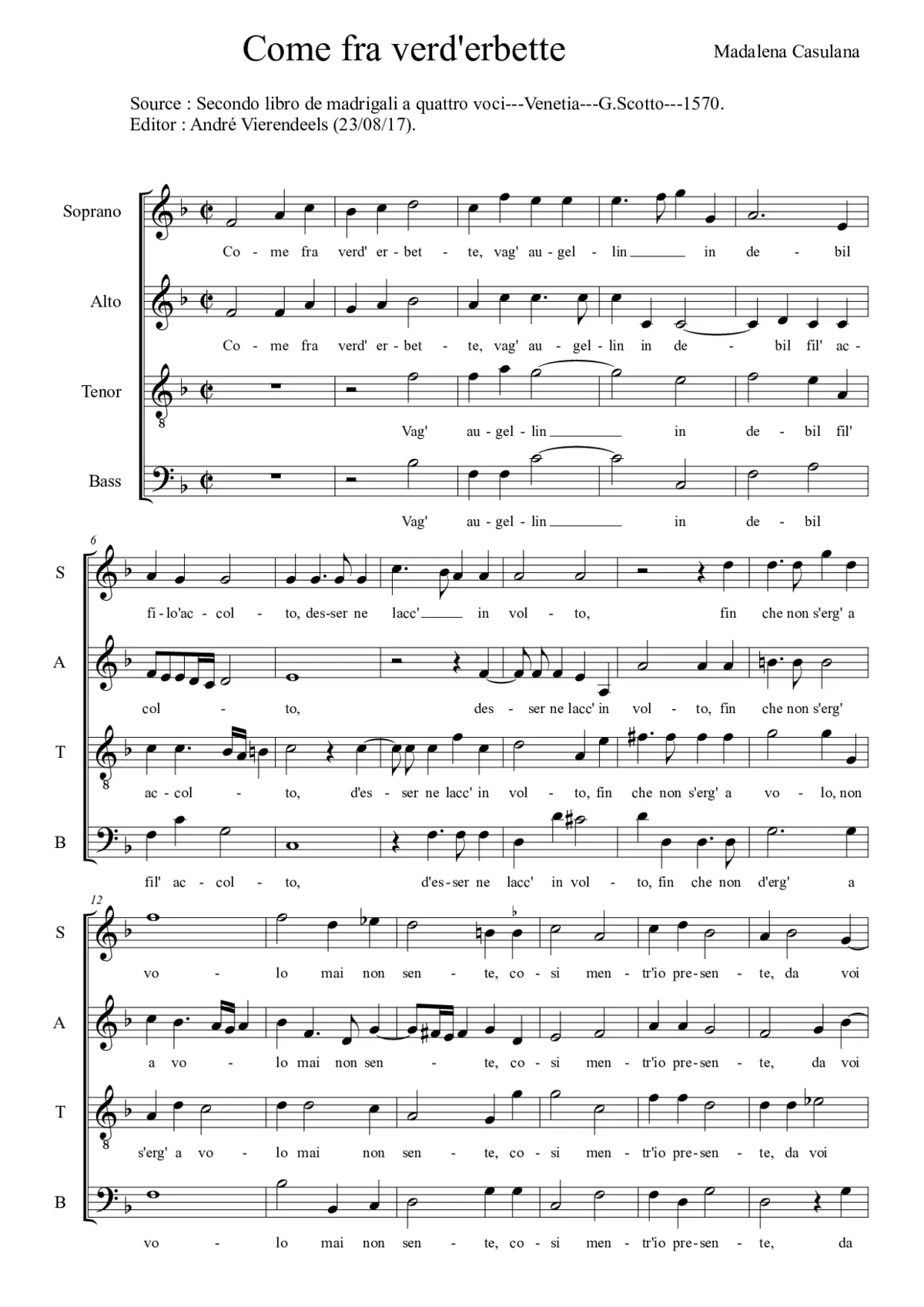 Come fra verd'erbette - Page 1