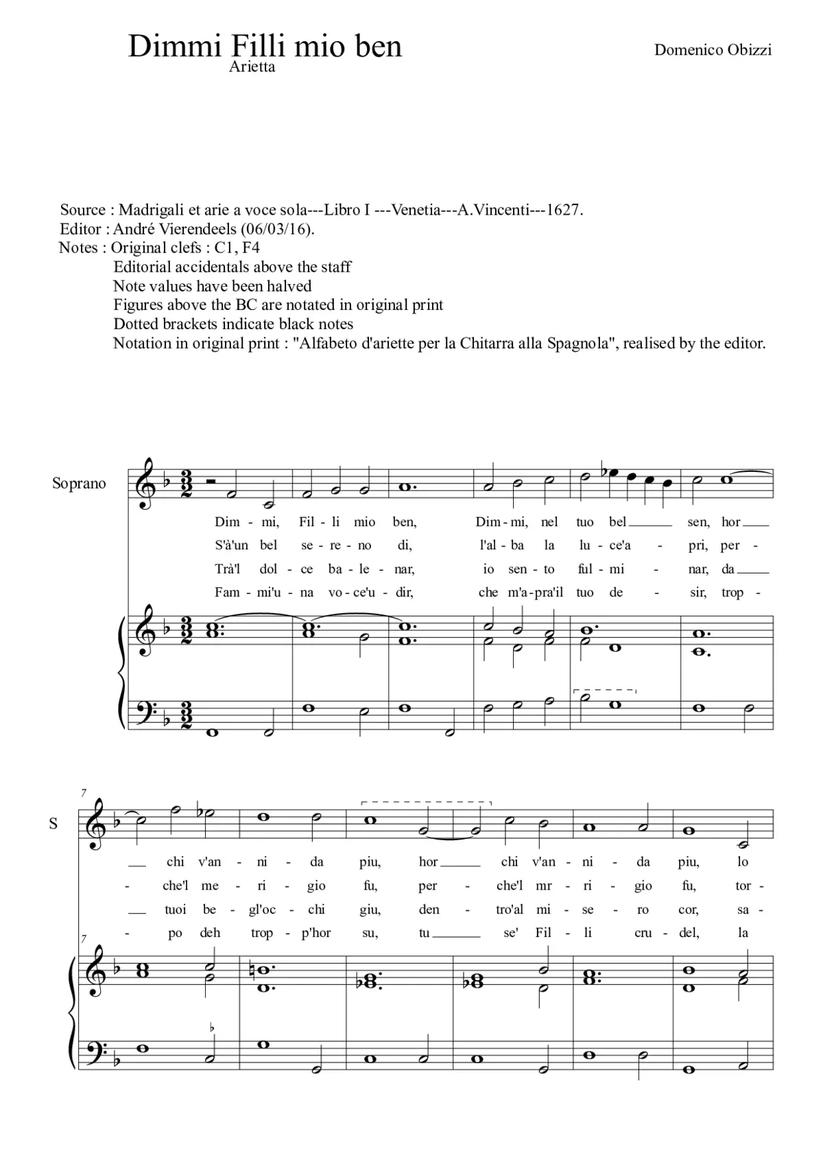 Dimmi, Filli mio ben - Page 1