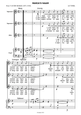 3 Marialiederen voor gelijke stemmen en orgel