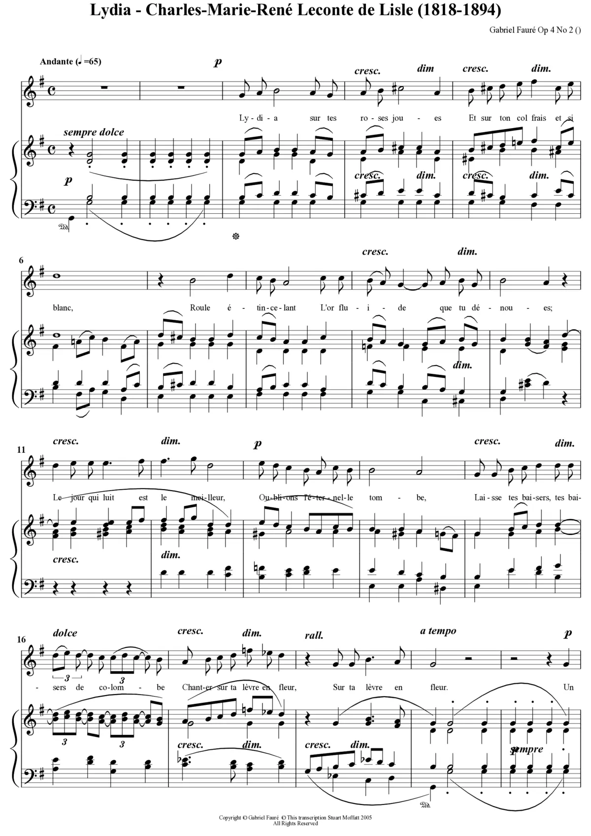 Lydia, Op. 4, No. 2 - Page 1