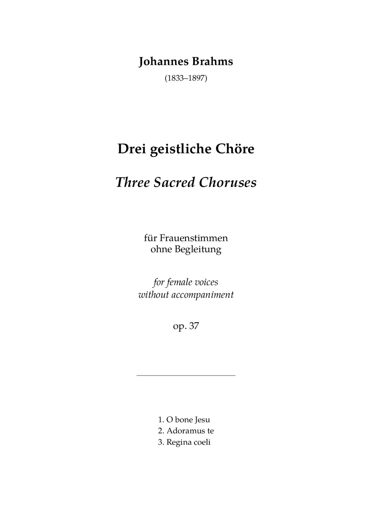 Drei geistliche Chöre, Op. 37 - Page 1