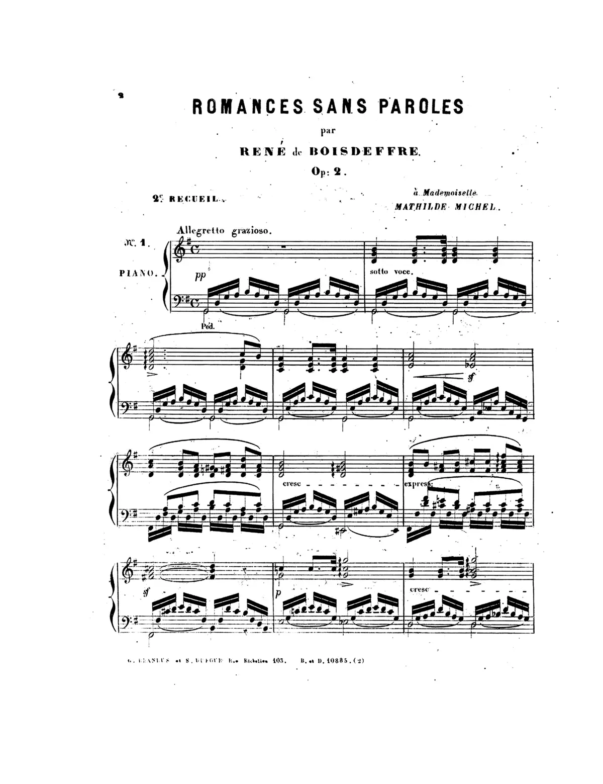 Trois romances sans paroles, 2ème recueil - Page 1
