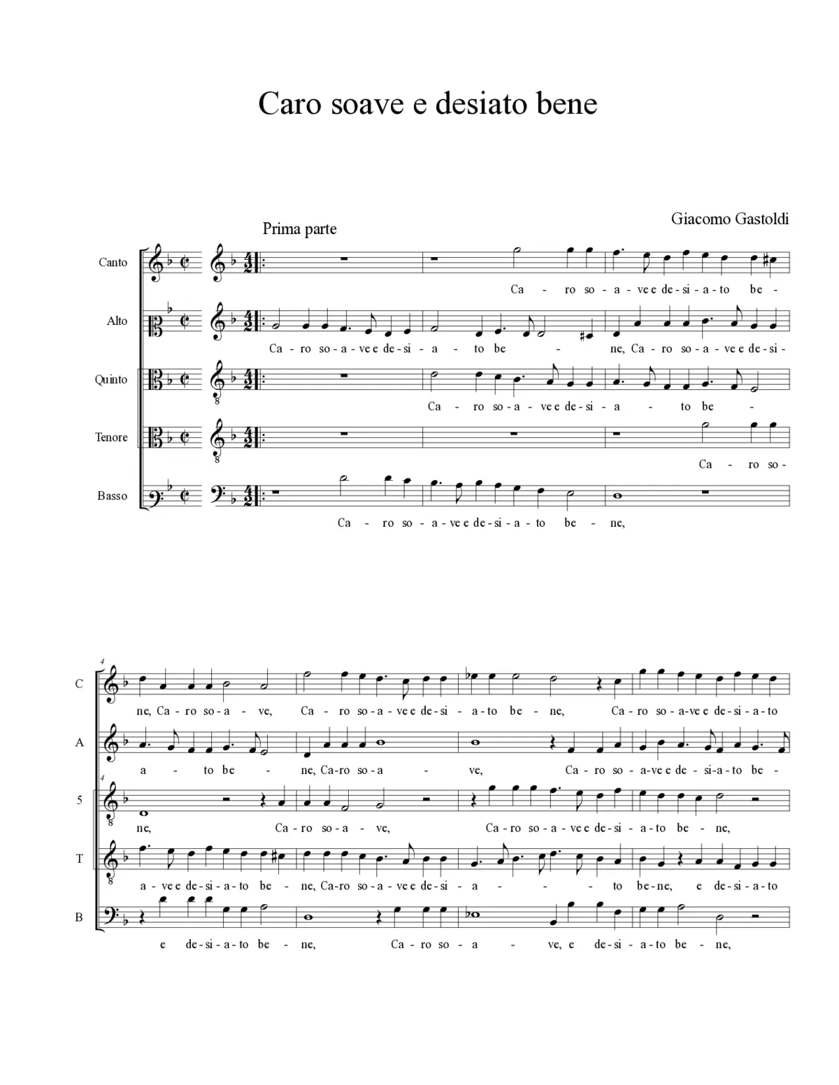 Caro soave e desiato bene - Page 1