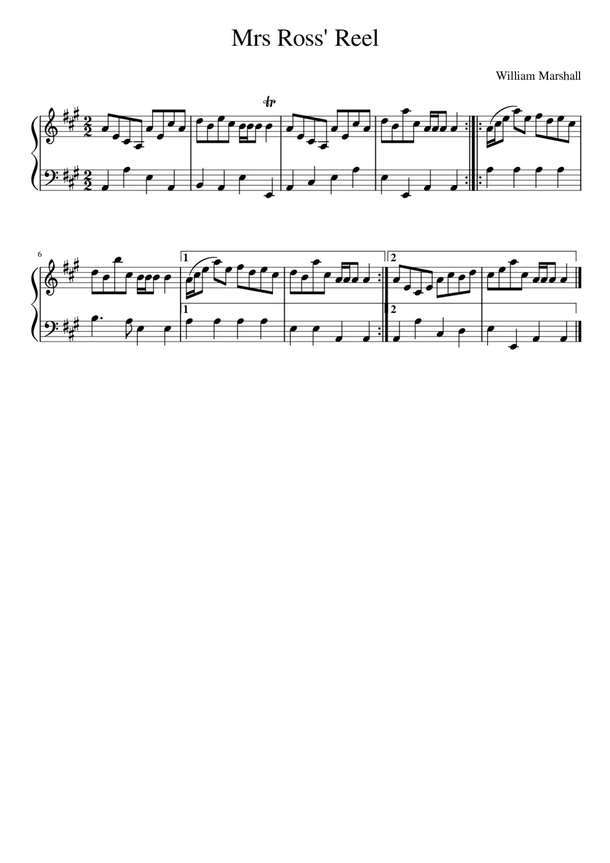 Mrs Ross' Reel - Page 1