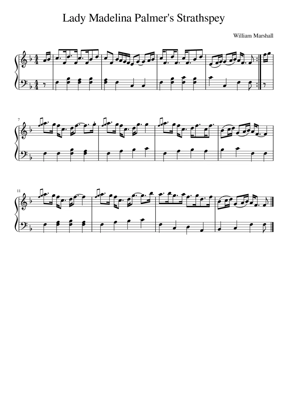 Lady Madelina Palmer's Strathspey - Page 1