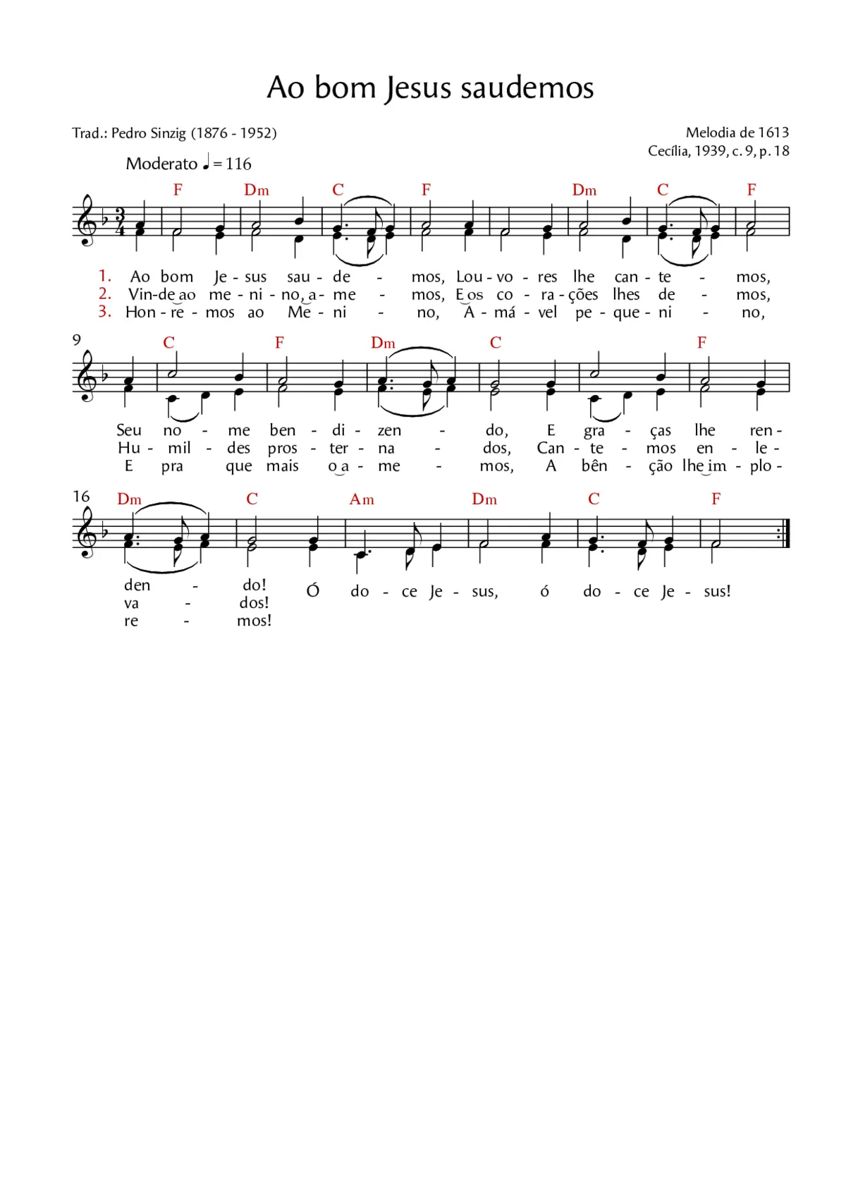 Ao bom Jesus saudemos - Page 1