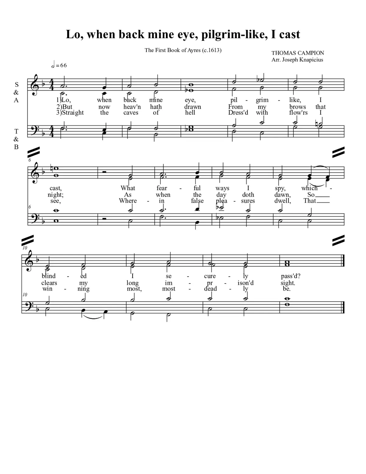 Lo, when back mine eye, pilgrim-like, I cast - Page 1
