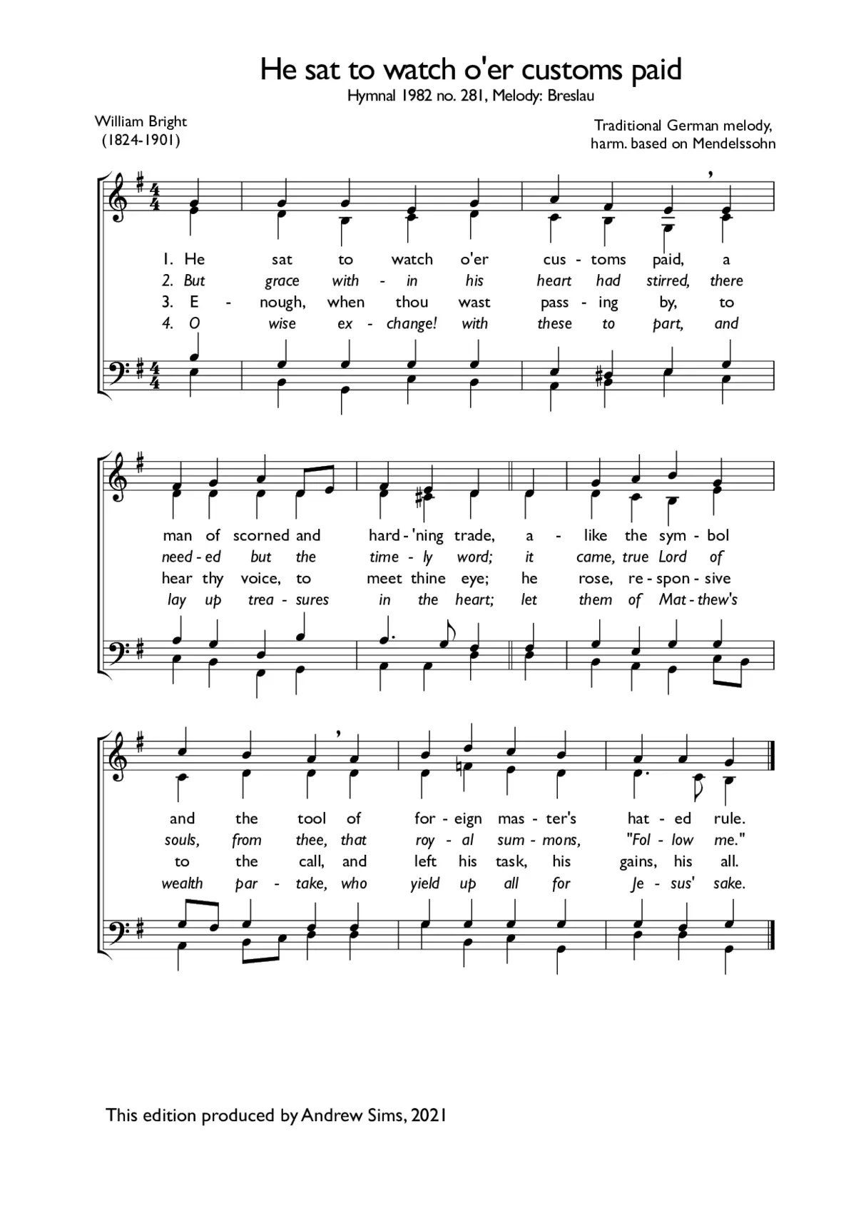 He sat to watch o’er customs paid - Page 1