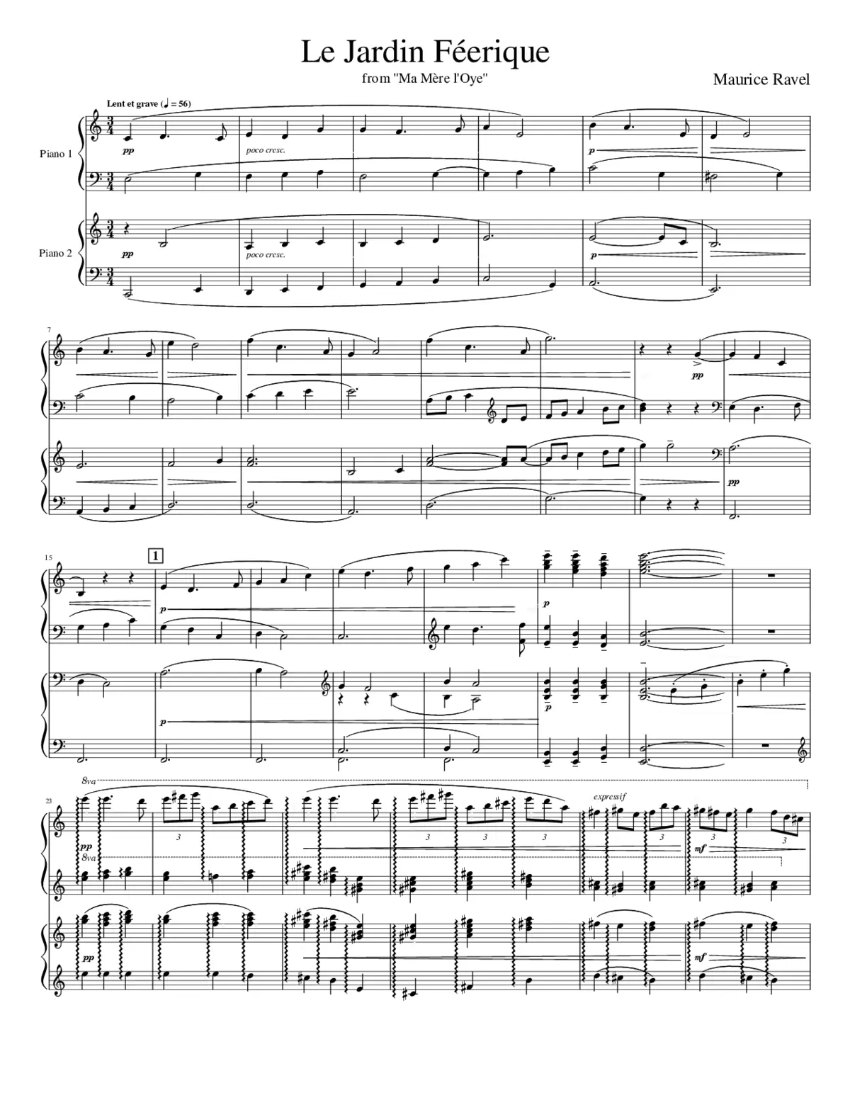 Le Mère l'Oye: 5. Le Jardin Fèerique - Page 1
