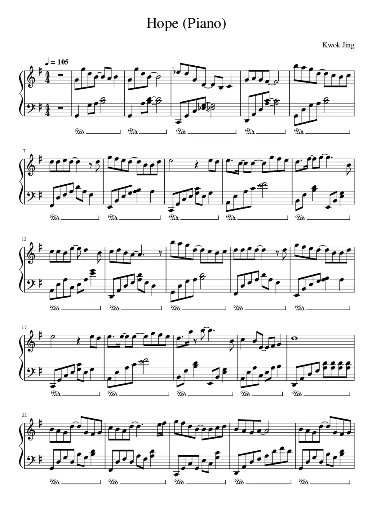 Hope (Piano version) - Page 1