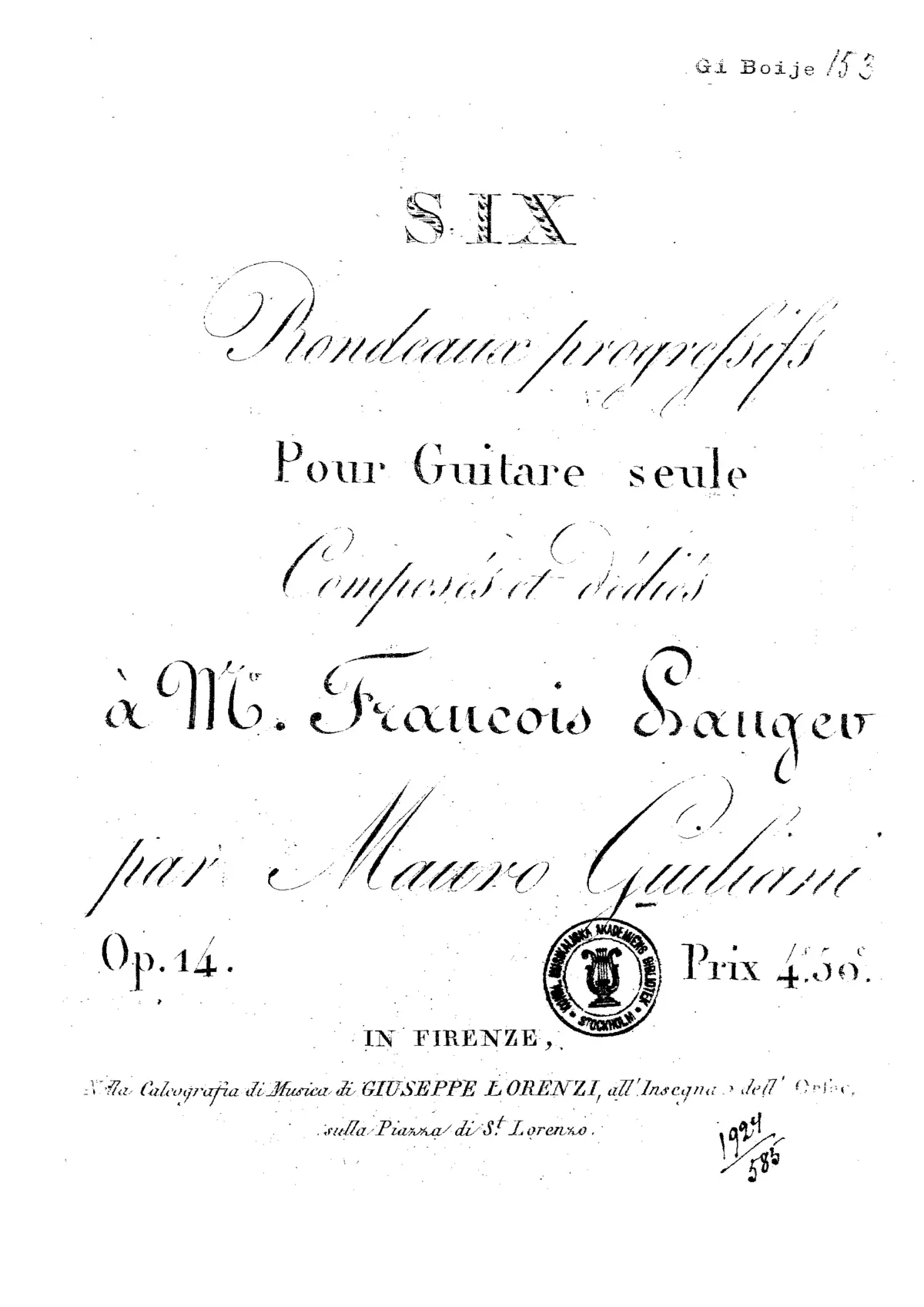 Six rondeaux progresifs pur la guitarre - Page 1