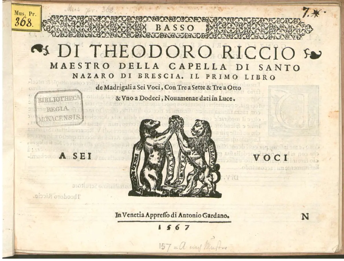 27 Madrigali a sei voci, libro 1 - Page 1