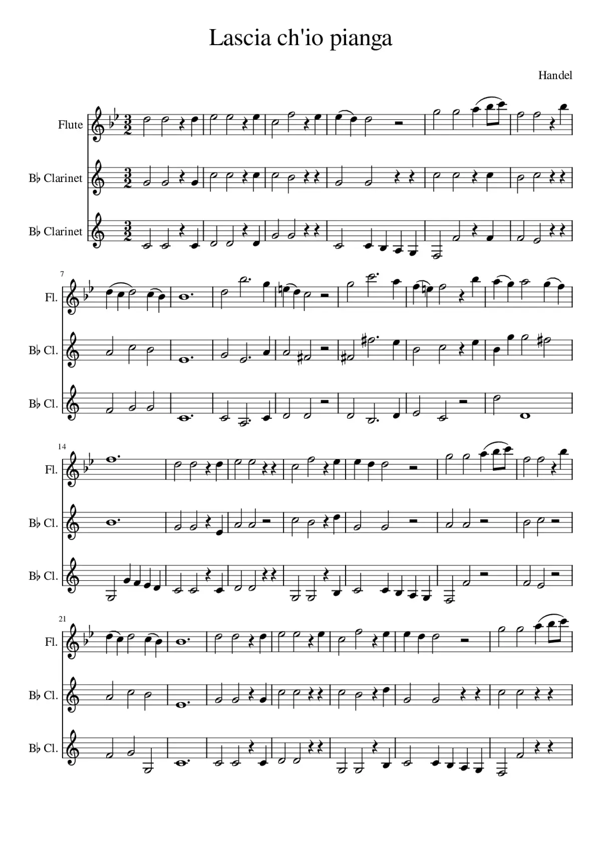 Lascia Ch'io Pianga - Page 1