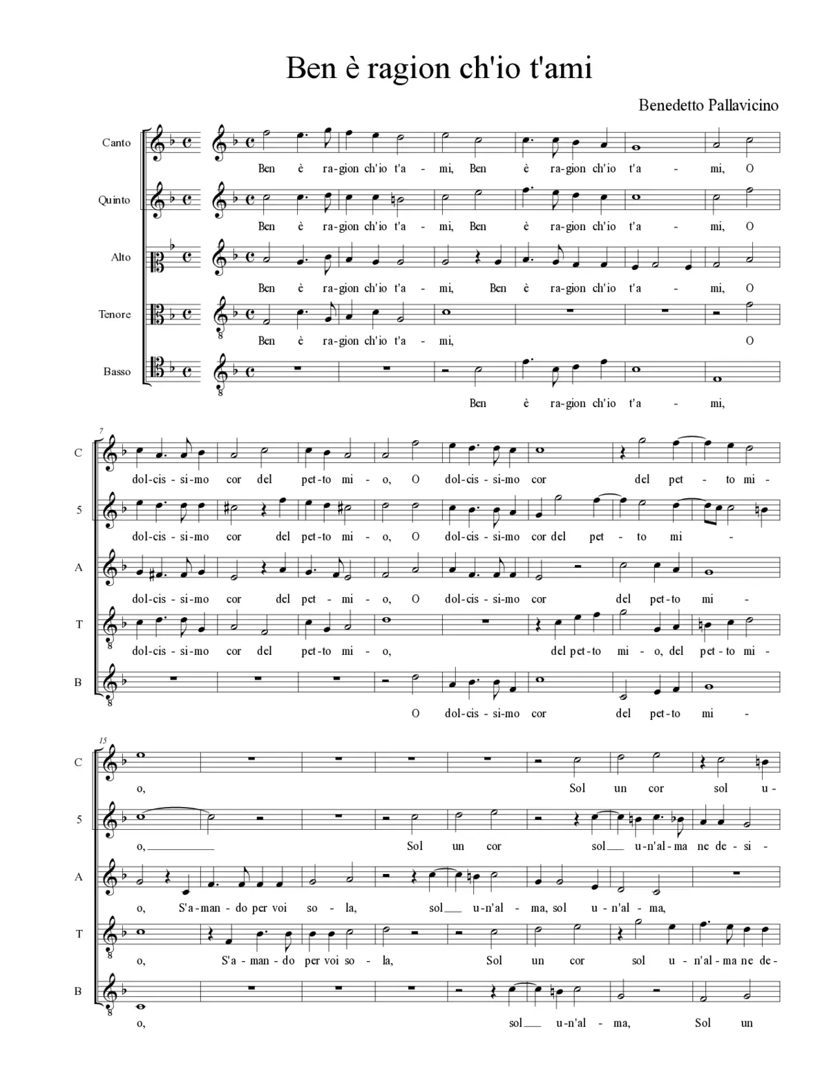 Ben è ragion ch'io t'ami - Page 1