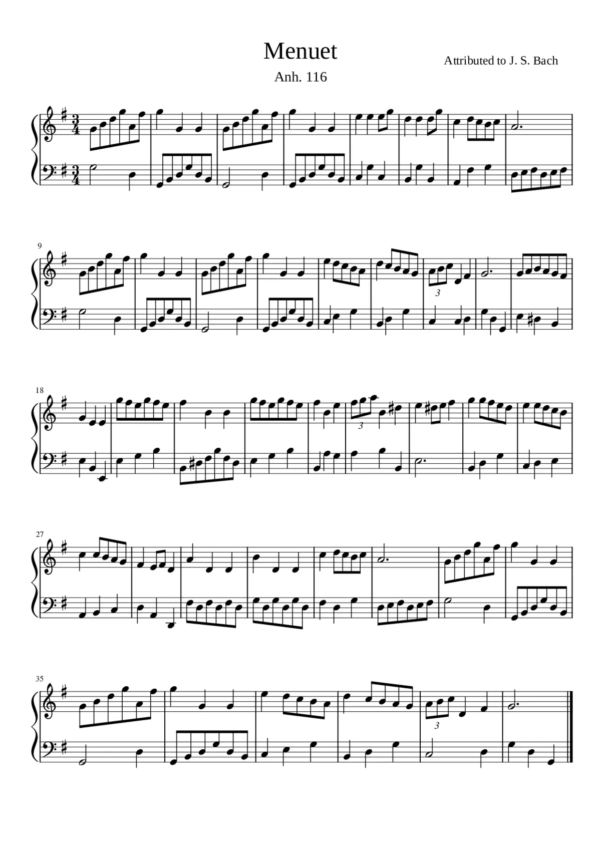 Anh. 116 Menuet - Page 1