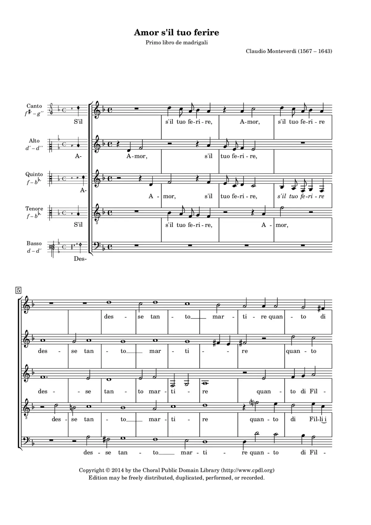 Amor, s'il tuo ferire - Page 1