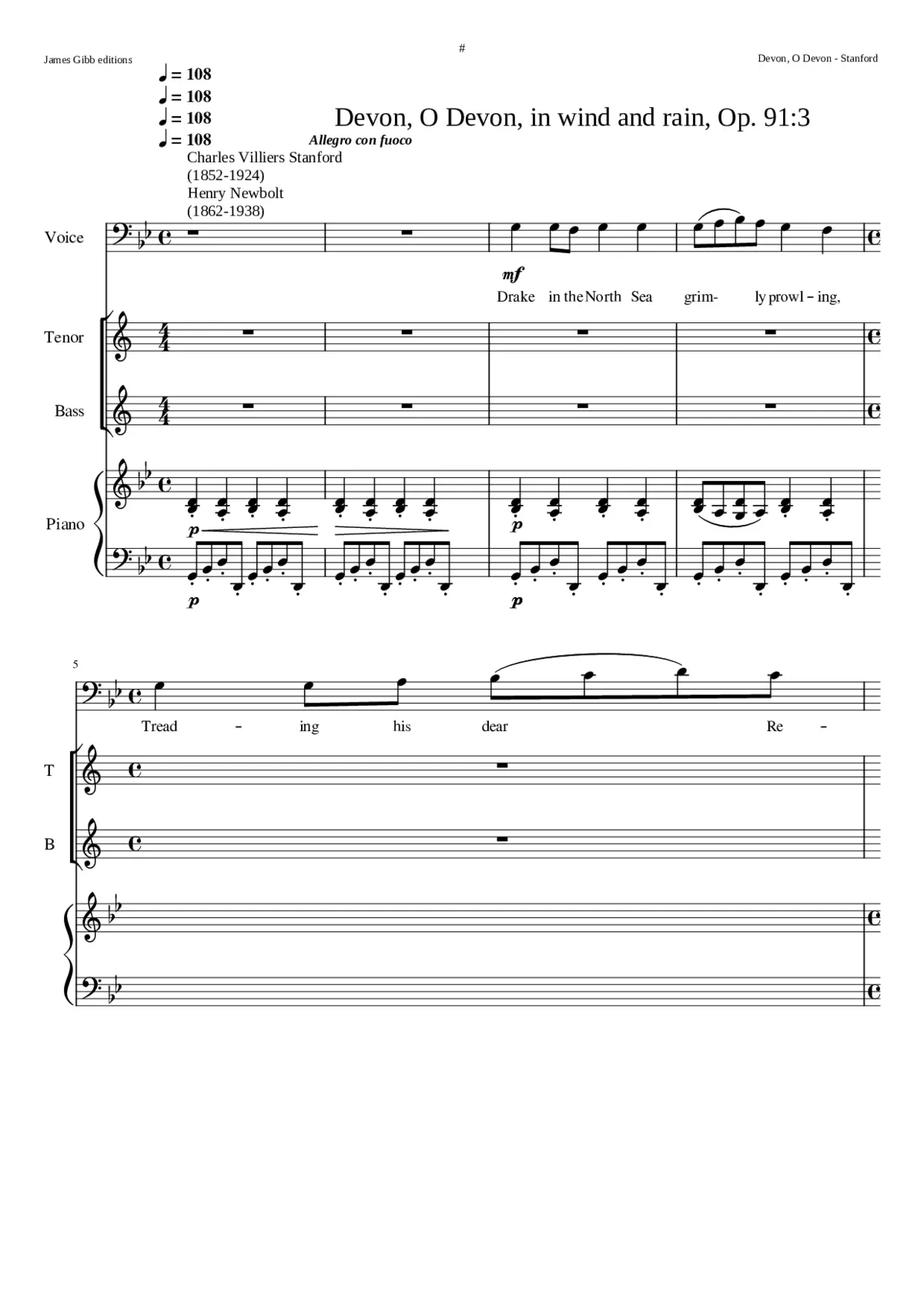Devon O Devon in wind and rain Op. 91:3 - Page 1