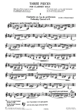 3 Pieces for Clarinet Solo