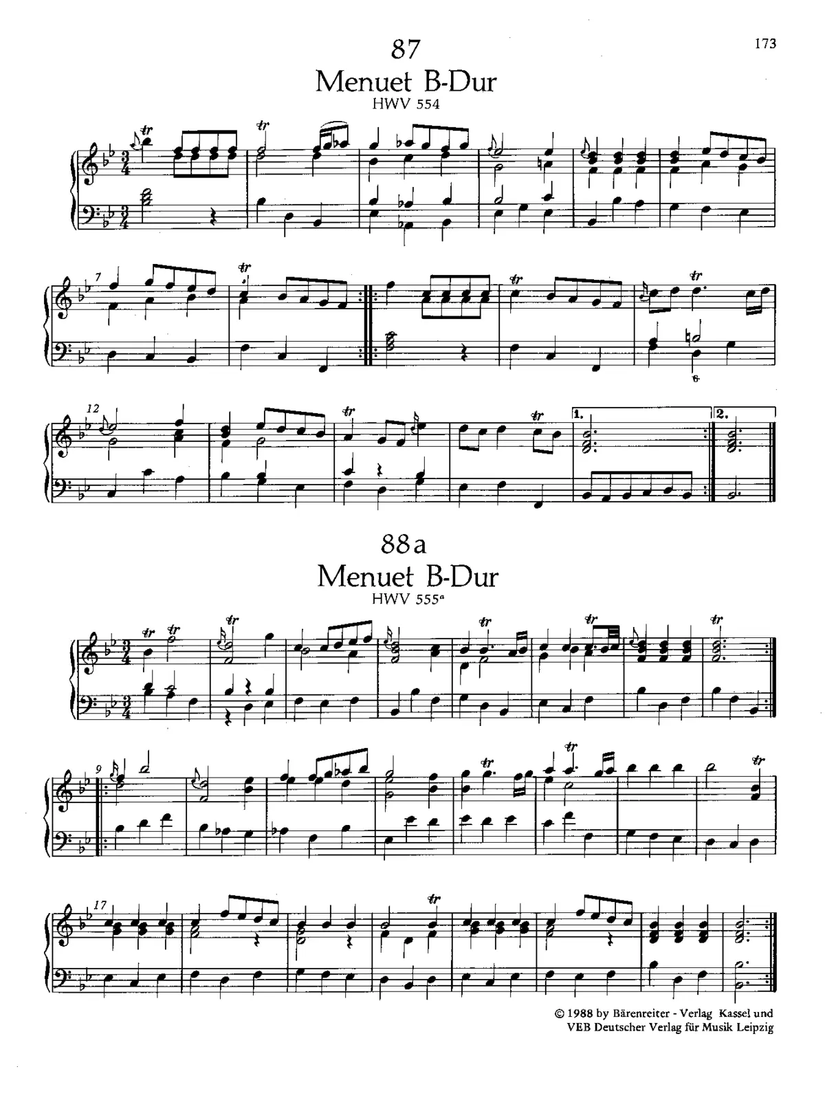 Minuet in B flat major - Page 1