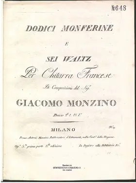 12 Monferine e 6 Waltz per Chitarra Francese