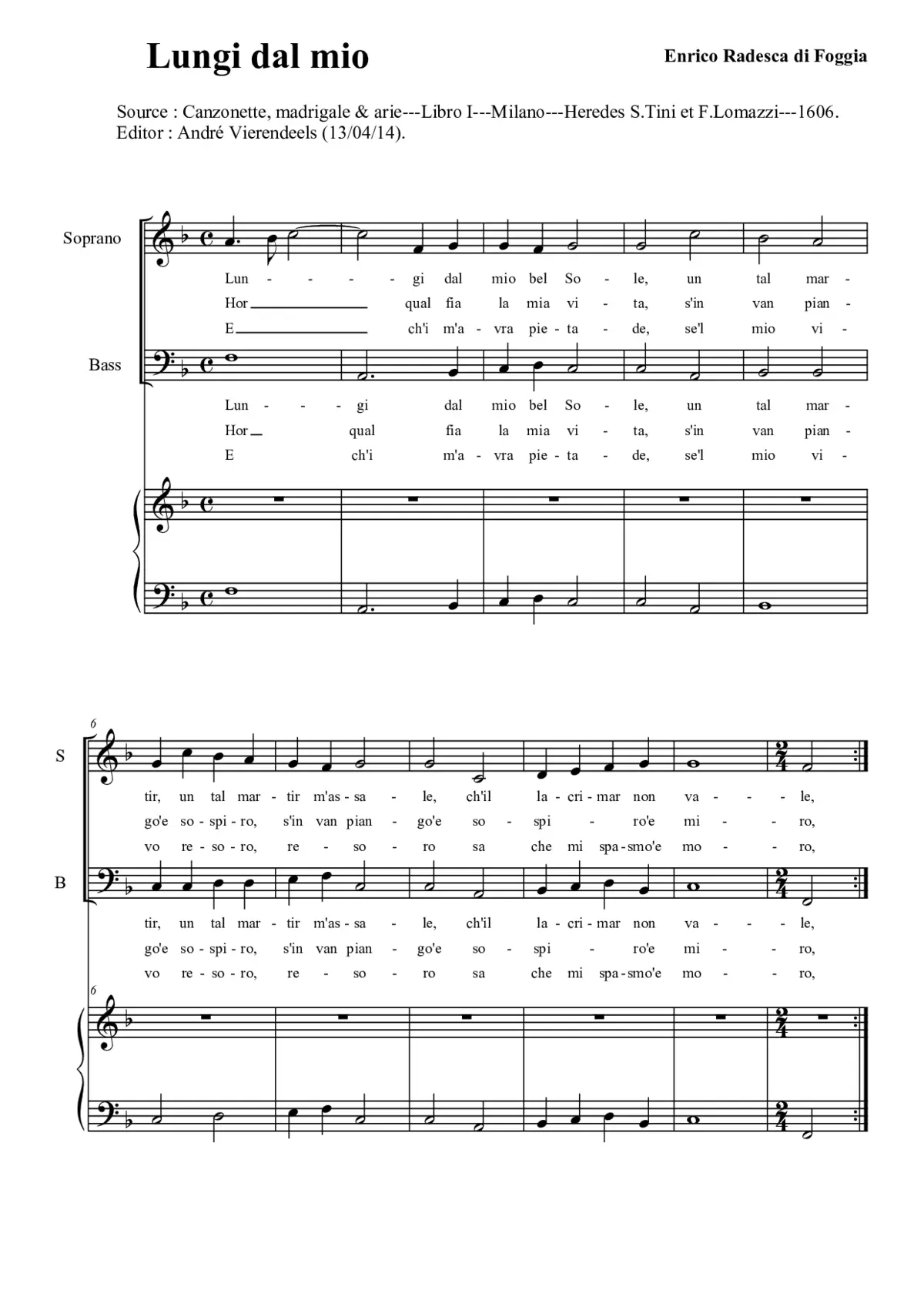 Lungi dal mio bel sole - Page 1