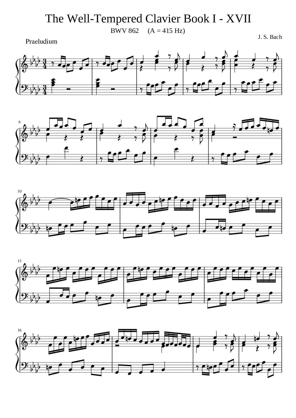 Prelude and Fugue in A-flat major BWV 862 - Page 1