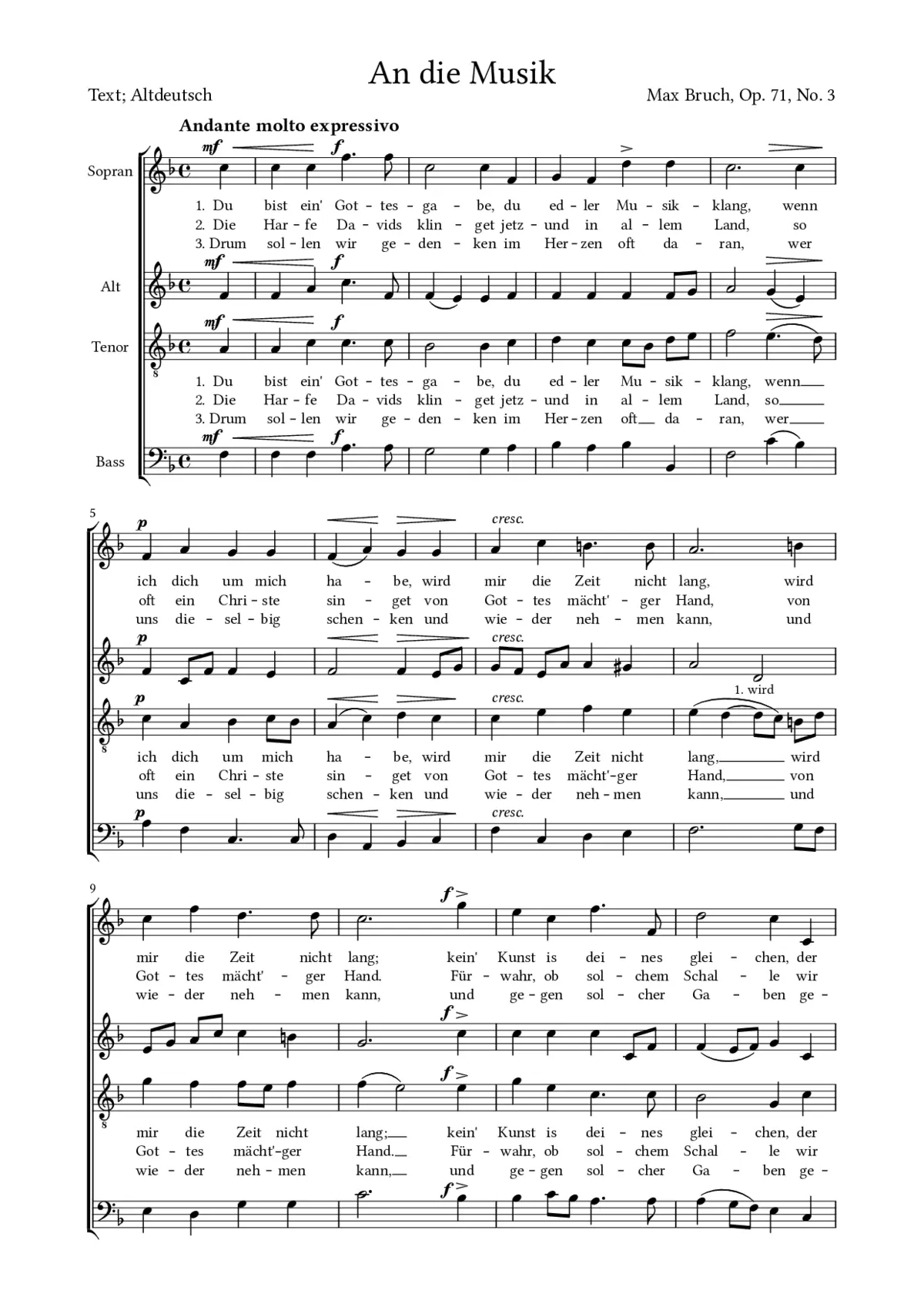 An die Musik, Op. 71 No. 3 - Page 1