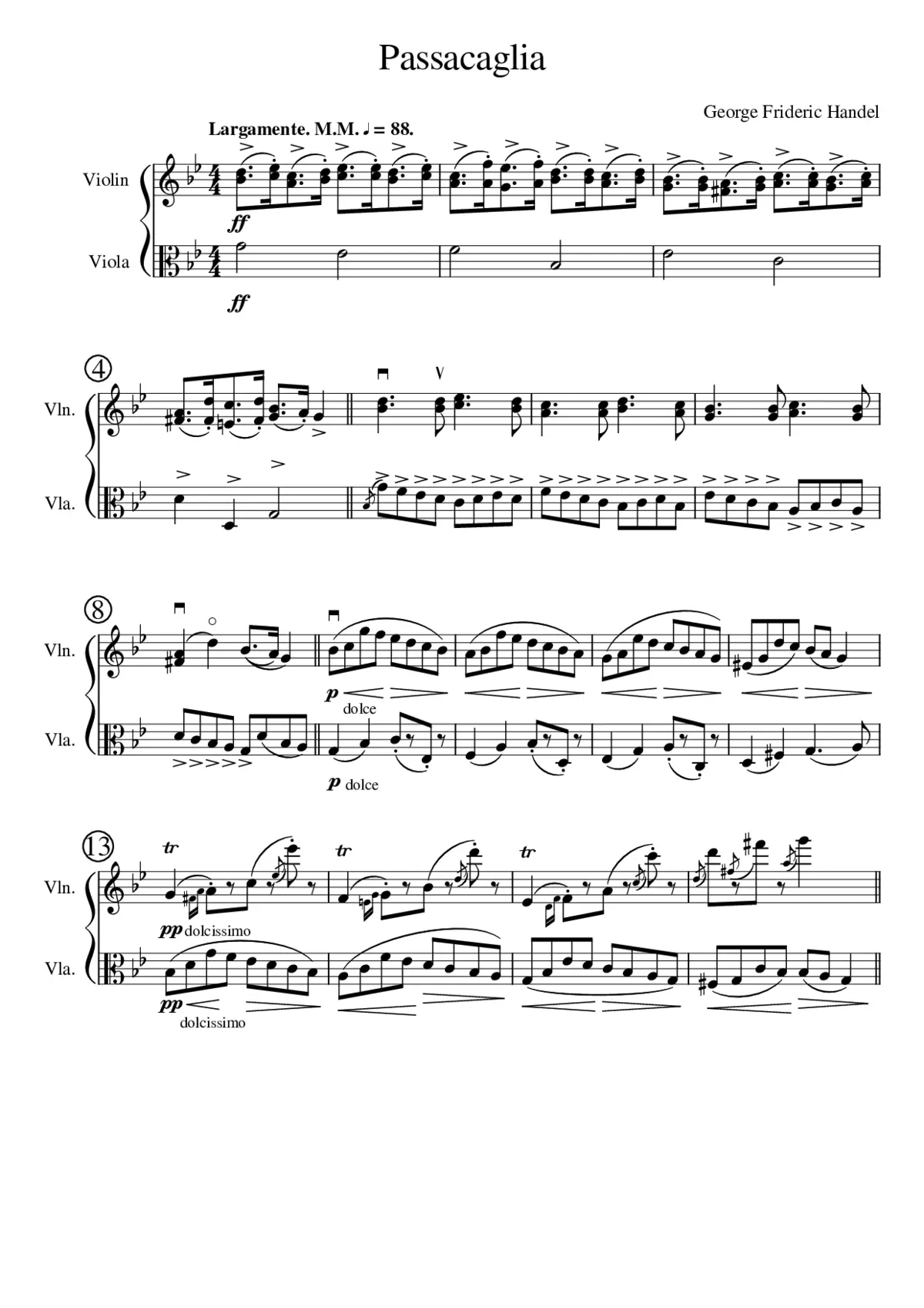 Passacaglia for Violin and Viola - Page 1