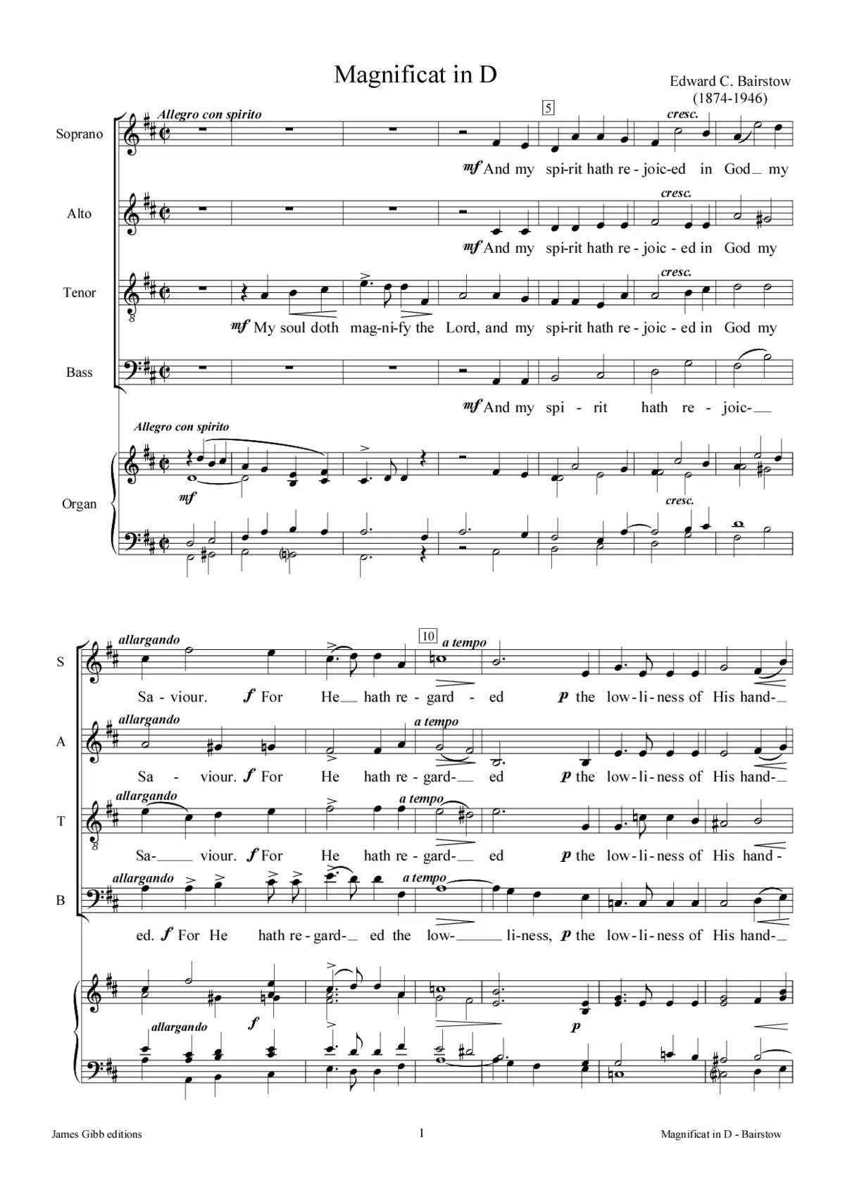 Evening service in D Major - Page 1