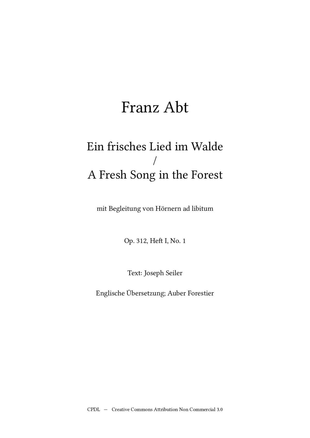 Ein frisches Lied im Walde, Op. 312, No. 1 - Page 1