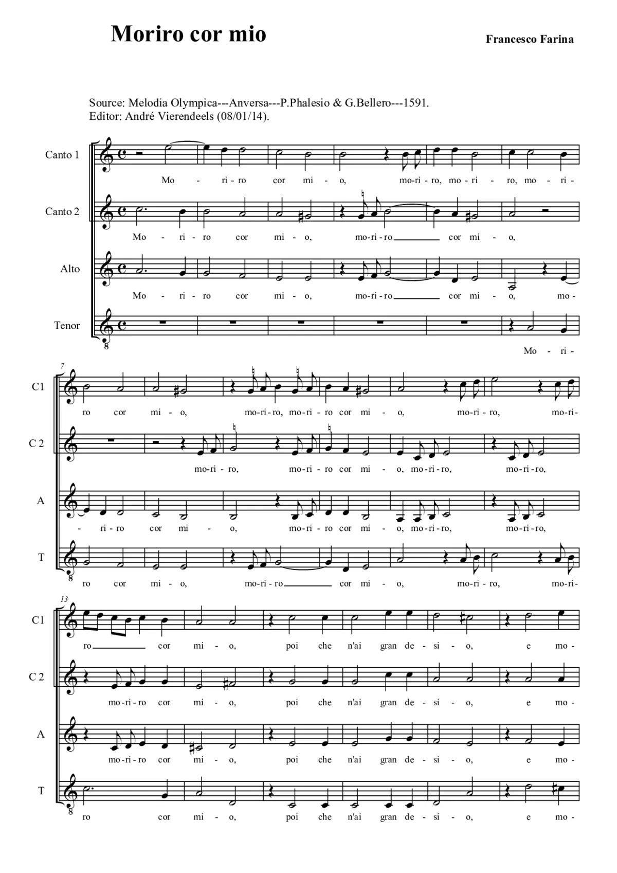 Moriro cor mio - Page 1