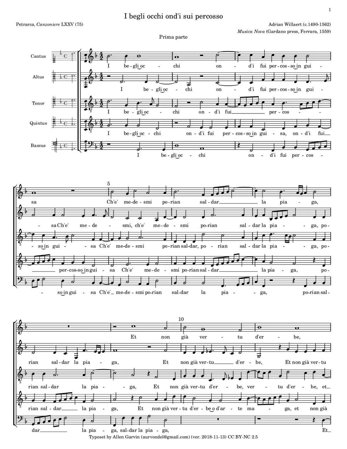 I begli occhi ond'i fui percosso - Page 1