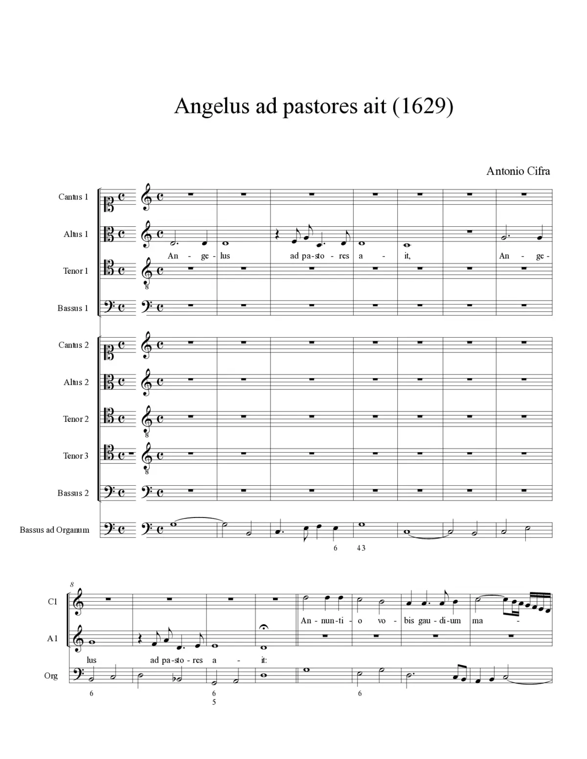 Angelus ad pastores ait (1629) - Page 1