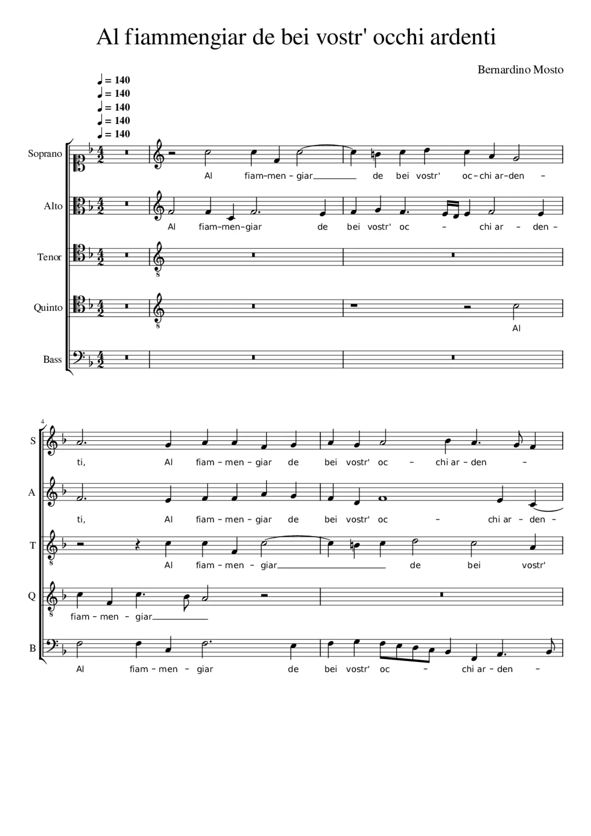 Al fiammengiar de bei vostr' occhi ardenti - Page 1