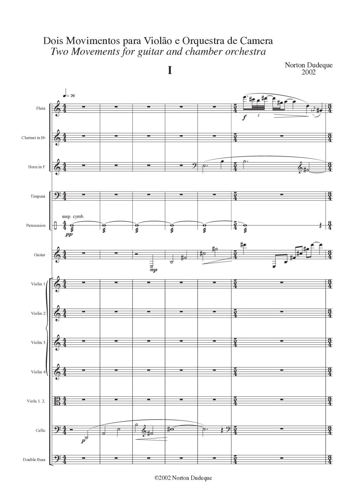 Two Movements for Guitar and Chamber Orchestra - Page 1