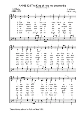 The King of love my shepherd is