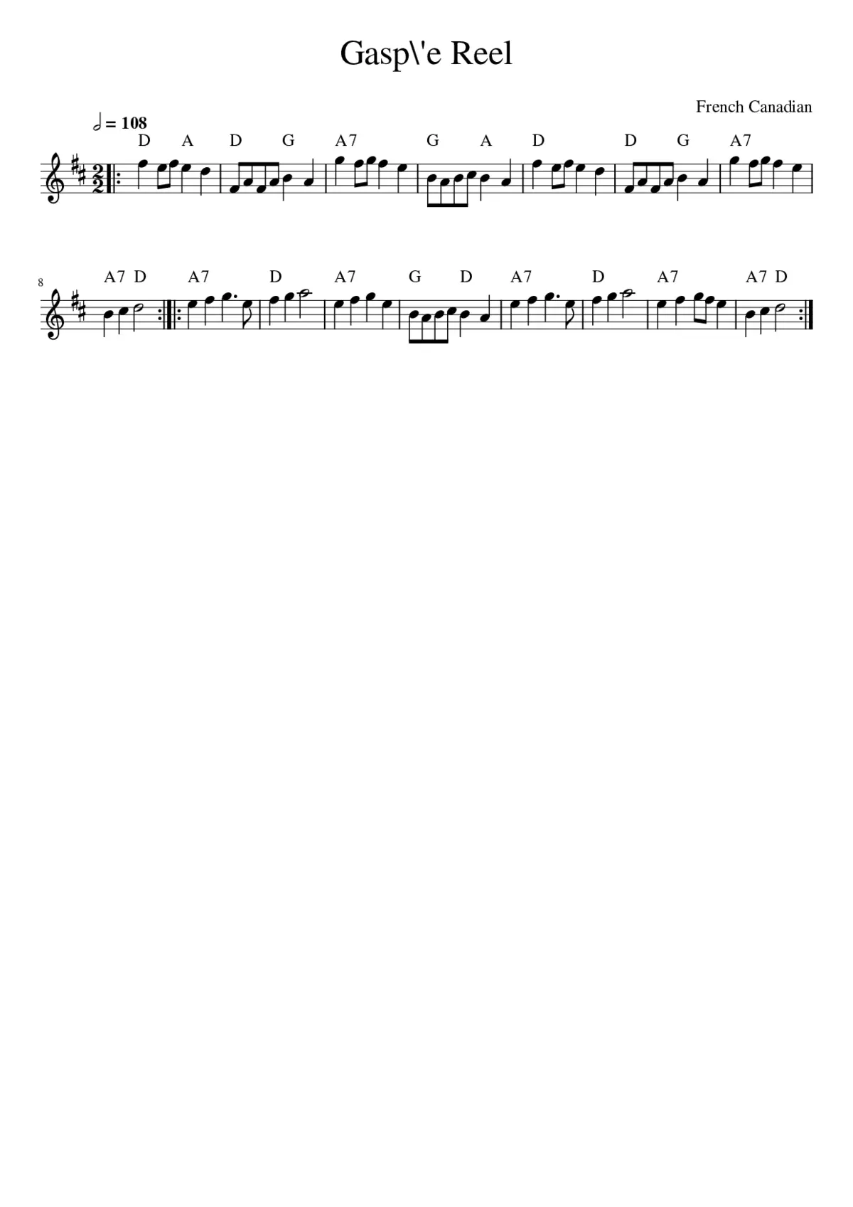 Gasp\'e Reel - Page 1