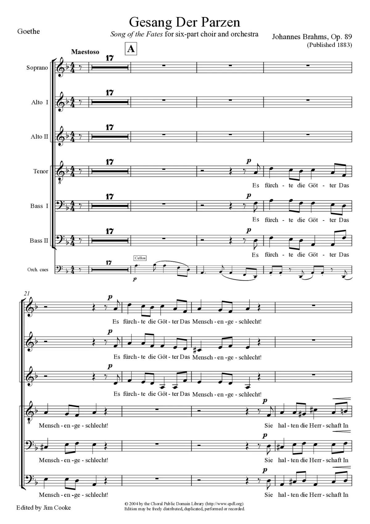 Gesang der Parzen, Op. 89 - Page 1