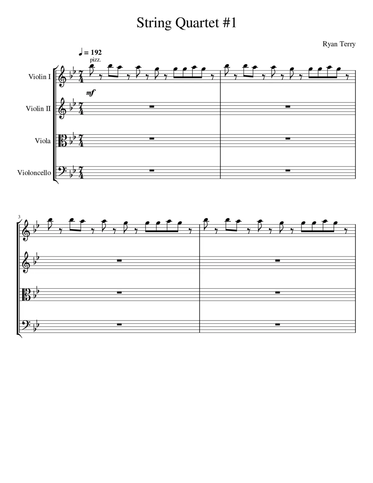 Rapids (String Quartet) - Page 1