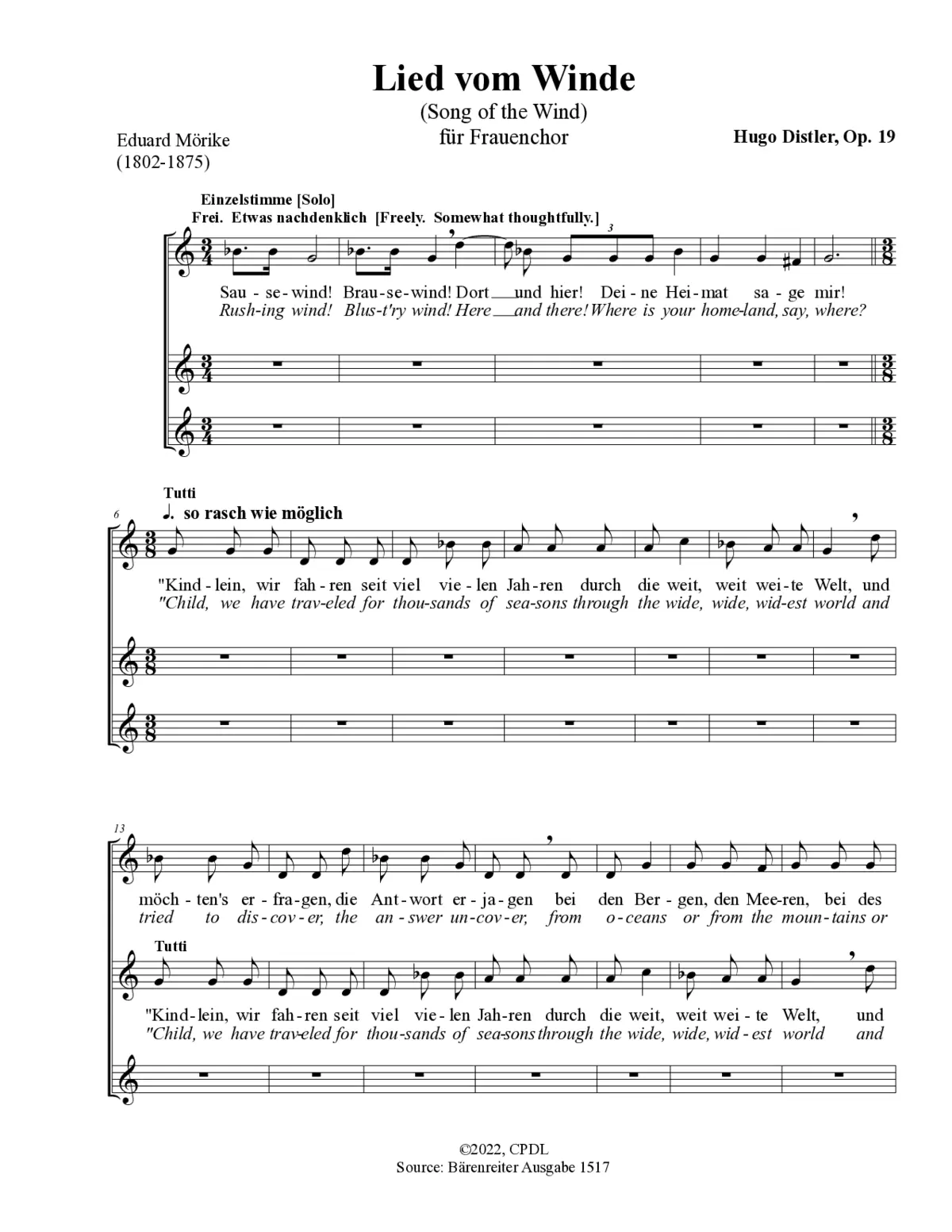 Lied vom Winde - Page 1
