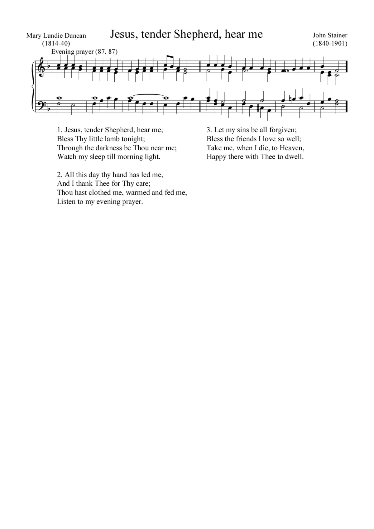 Jesus, tender Shepherd, hear me - Page 1