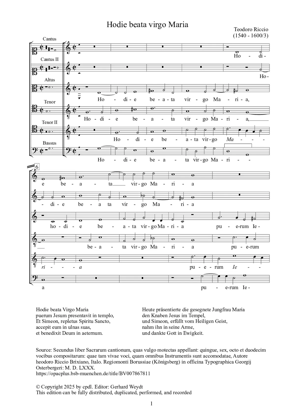 Hodie beata virgo Maria - Page 1