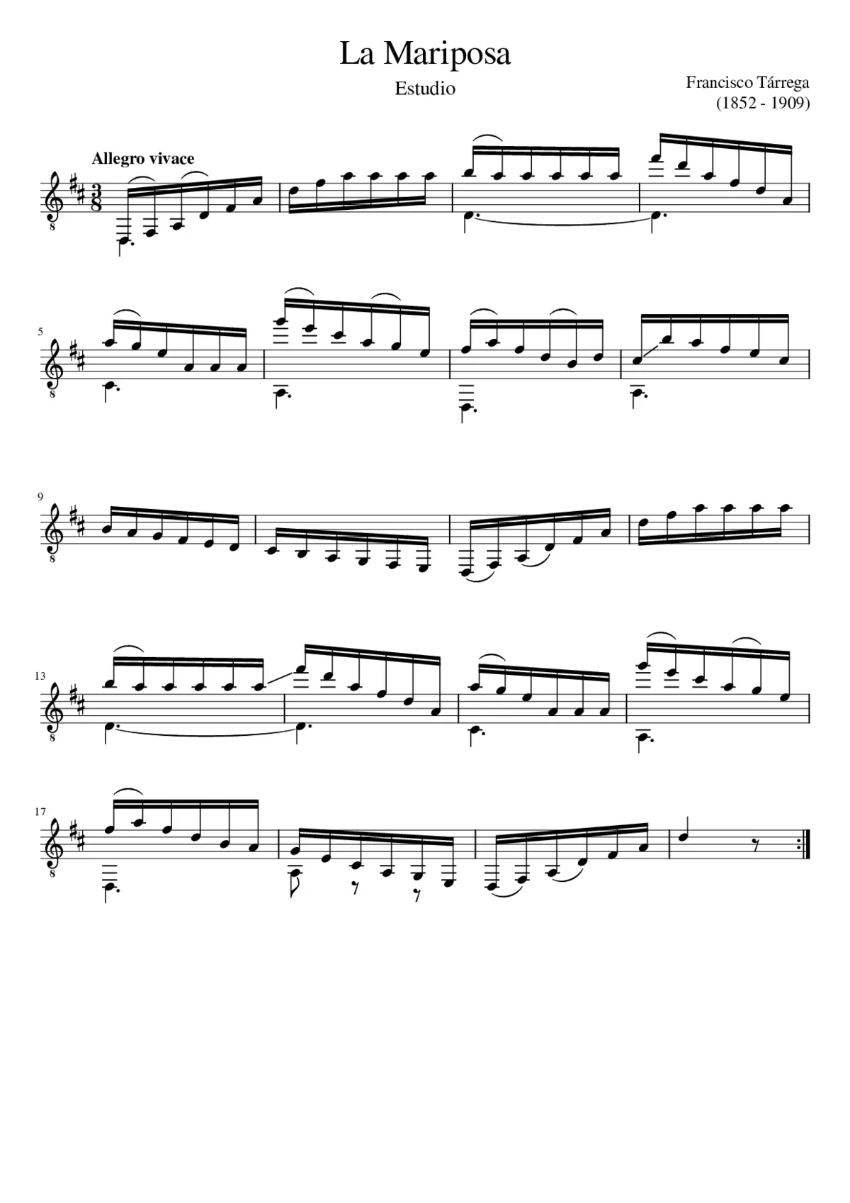 Francisco Tárrega - La Mariposa - Page 1