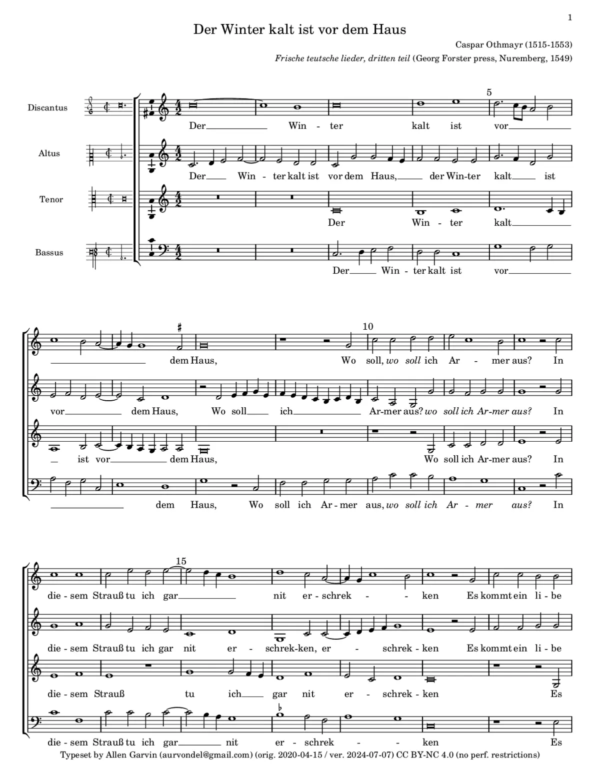 Der Winter kalt ist vor dem Haus - Page 1