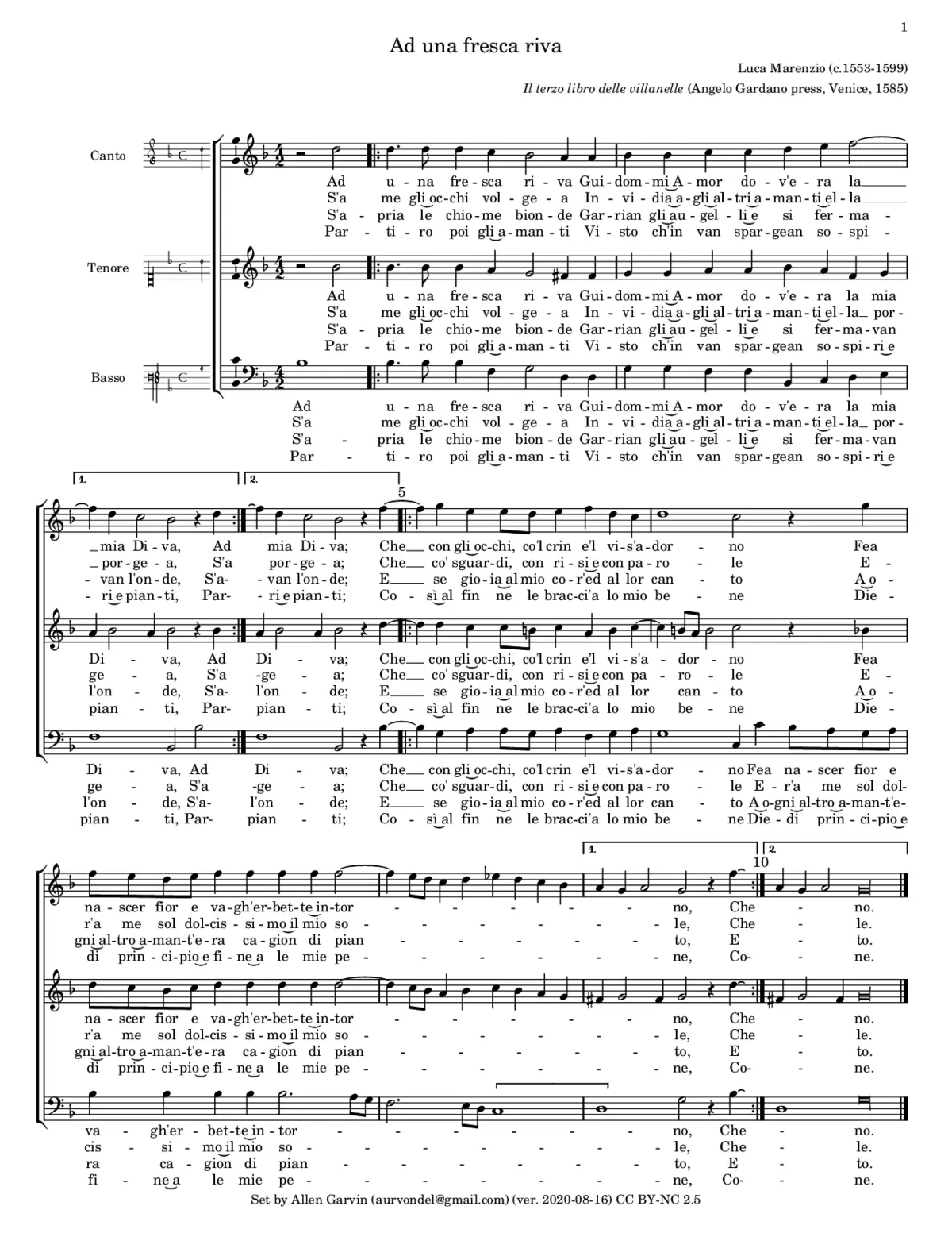 Ad una fresca riva - Page 1